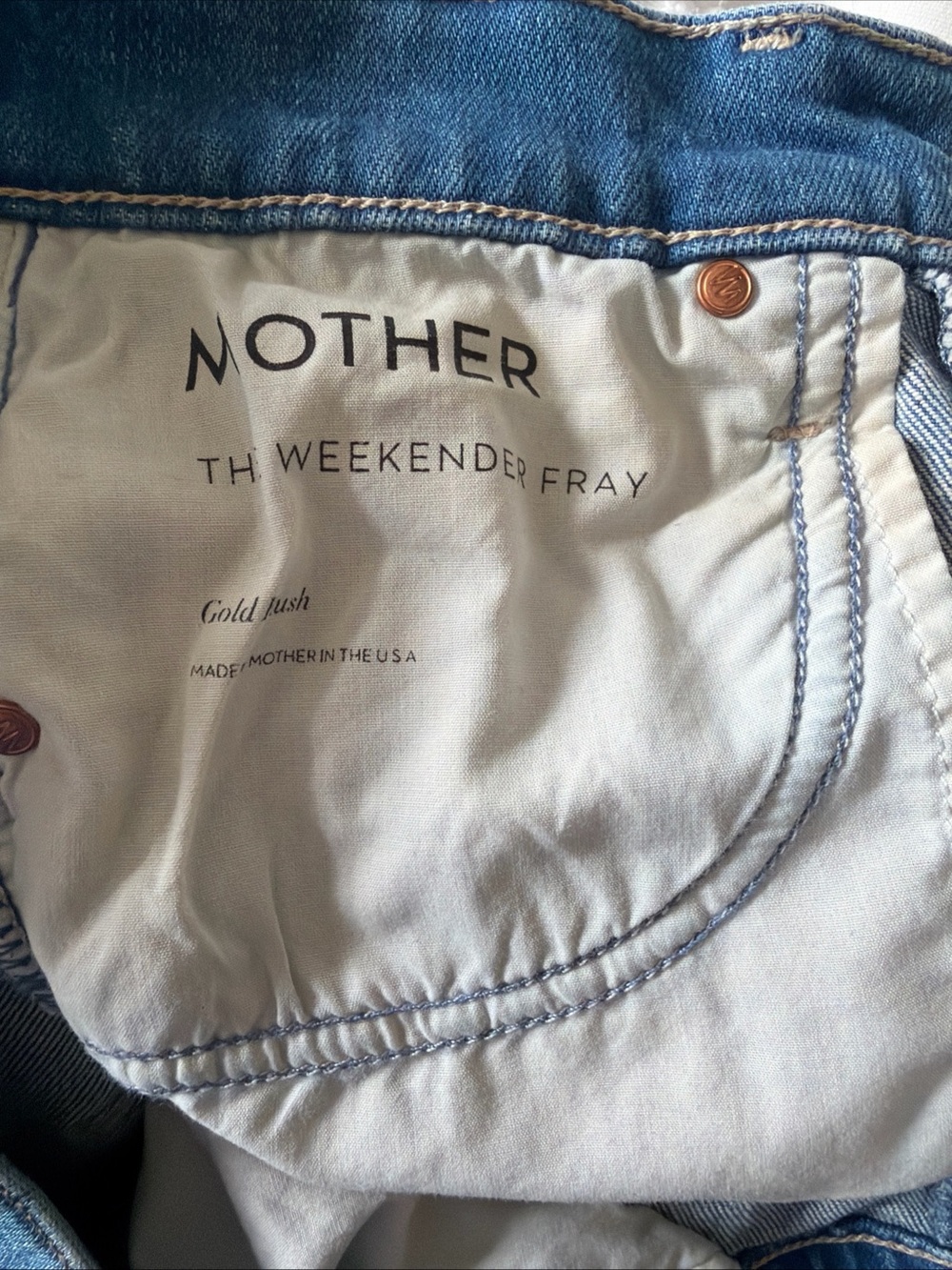 MOTHER Weekender Fray Gold Rush Floral Embroidered Flare Jeans Women’s 26 EUC - Picture 9 of 12